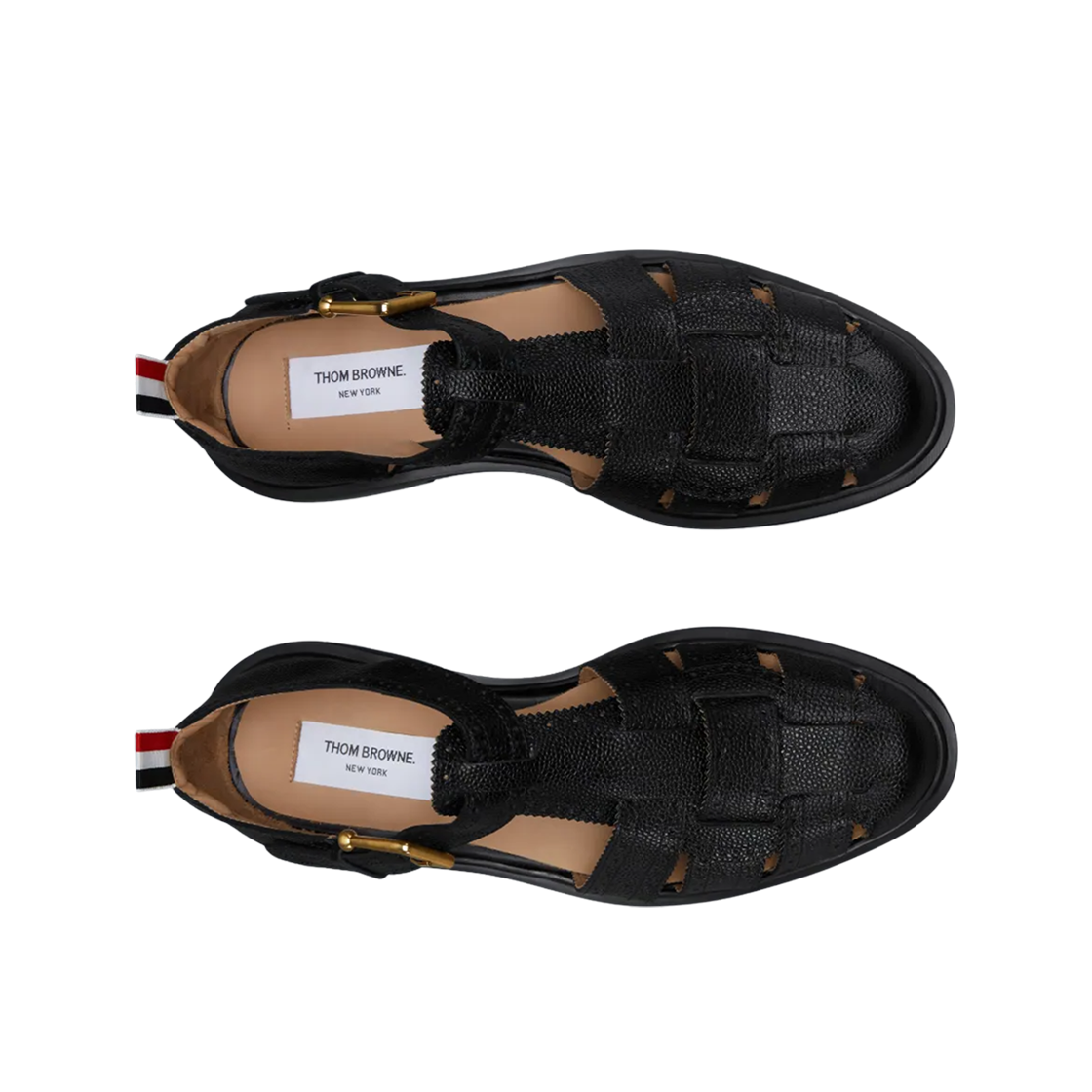 톰브라운 페블 그레인 레더 피셔맨 샌들 블랙(Thom Browne Pebble Grain Leather Fisherman Sandal Black) - 2