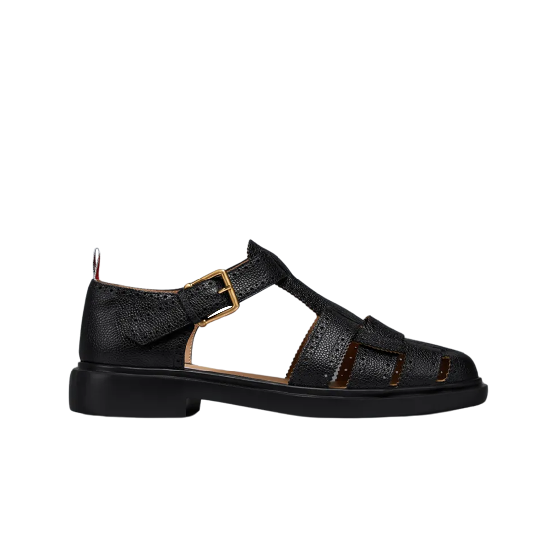 MFA070B-00198-001 Thom Browne Pebble Grain Leather Fisherman Sandal Black