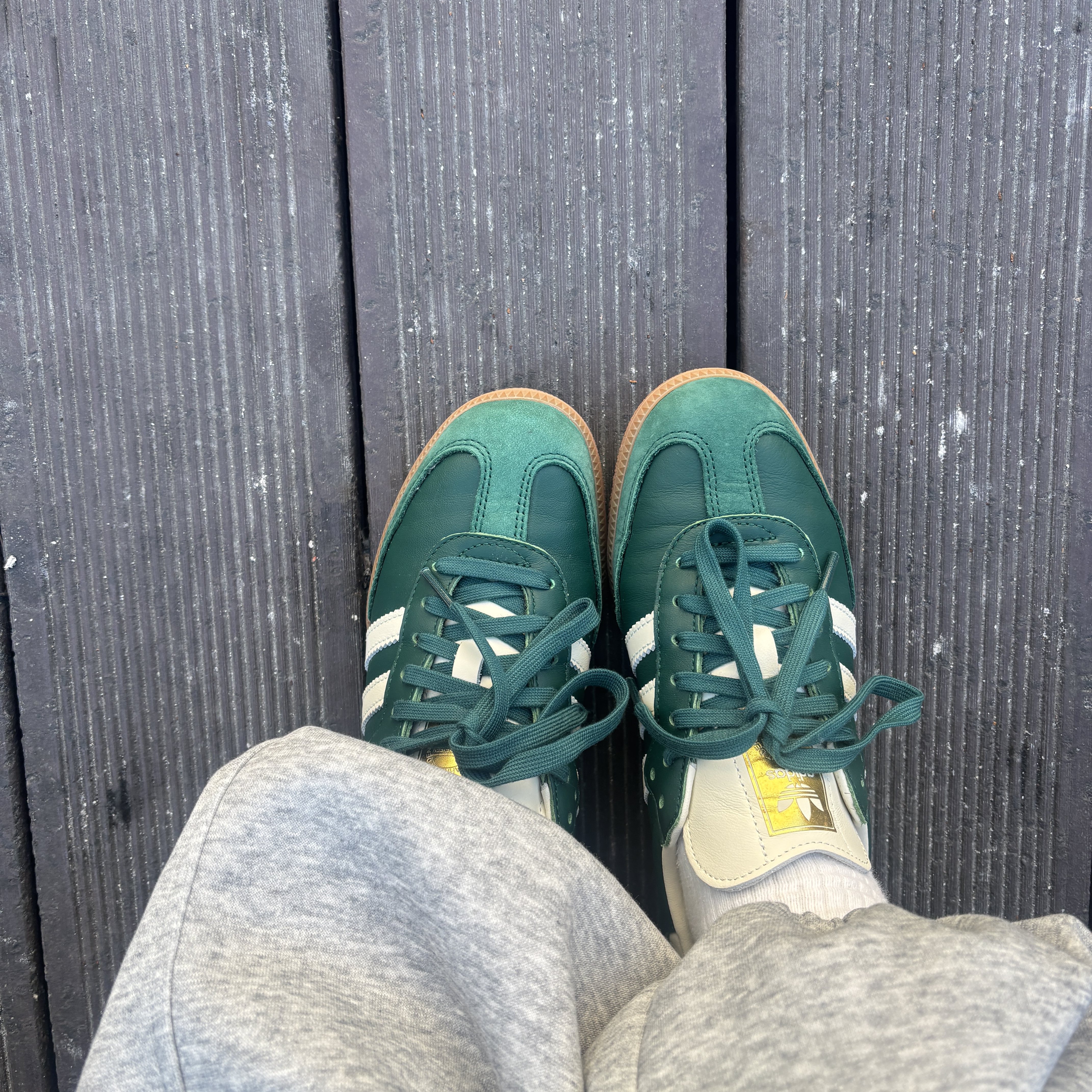 (W) Adidas Samba OG Collegiate Green Cream White 착용 스타일