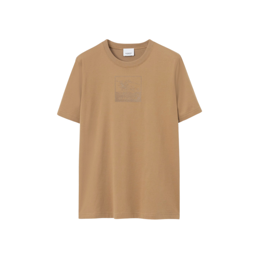 (W) Burberry EKD Motif Cotton T-Shirt Camel
