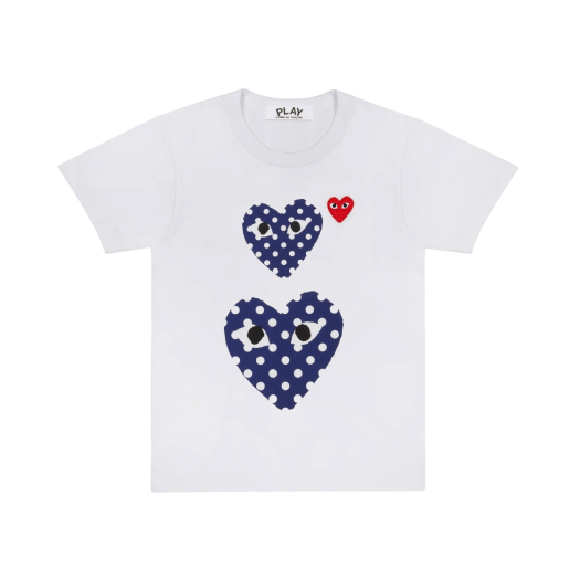 (W) Play Comme des Garcons Polka Dot Double Heart T-Shirt White