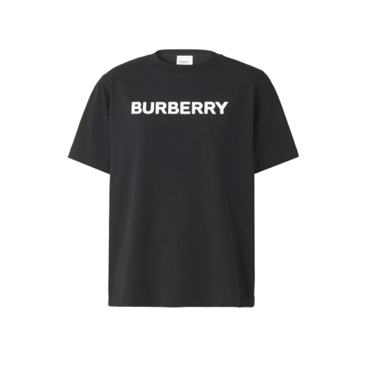(W) Burberry Logo Print Cotton T-Shirt Black