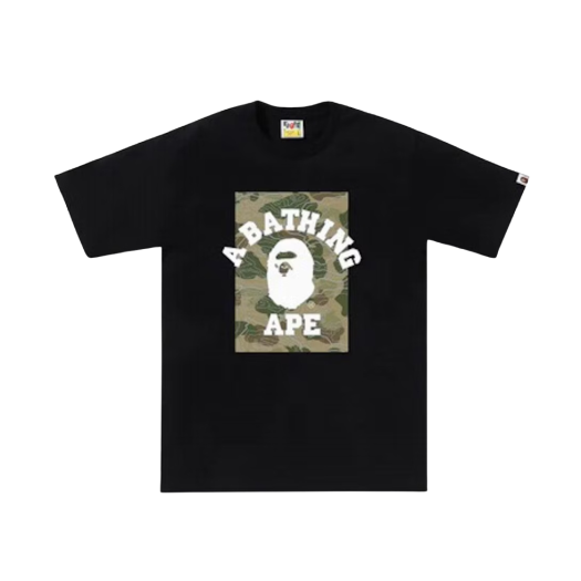 Bape Layered Line Camo On College T-Shirt Black