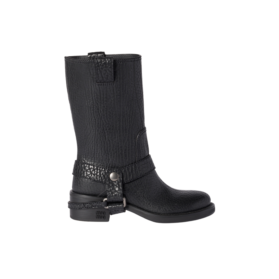 (W) 미우 미우 카프 레더 모토 부츠 블랙