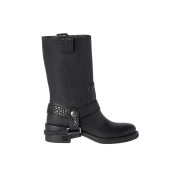 (W) Miu Miu Calf Leather Moto Boots Black