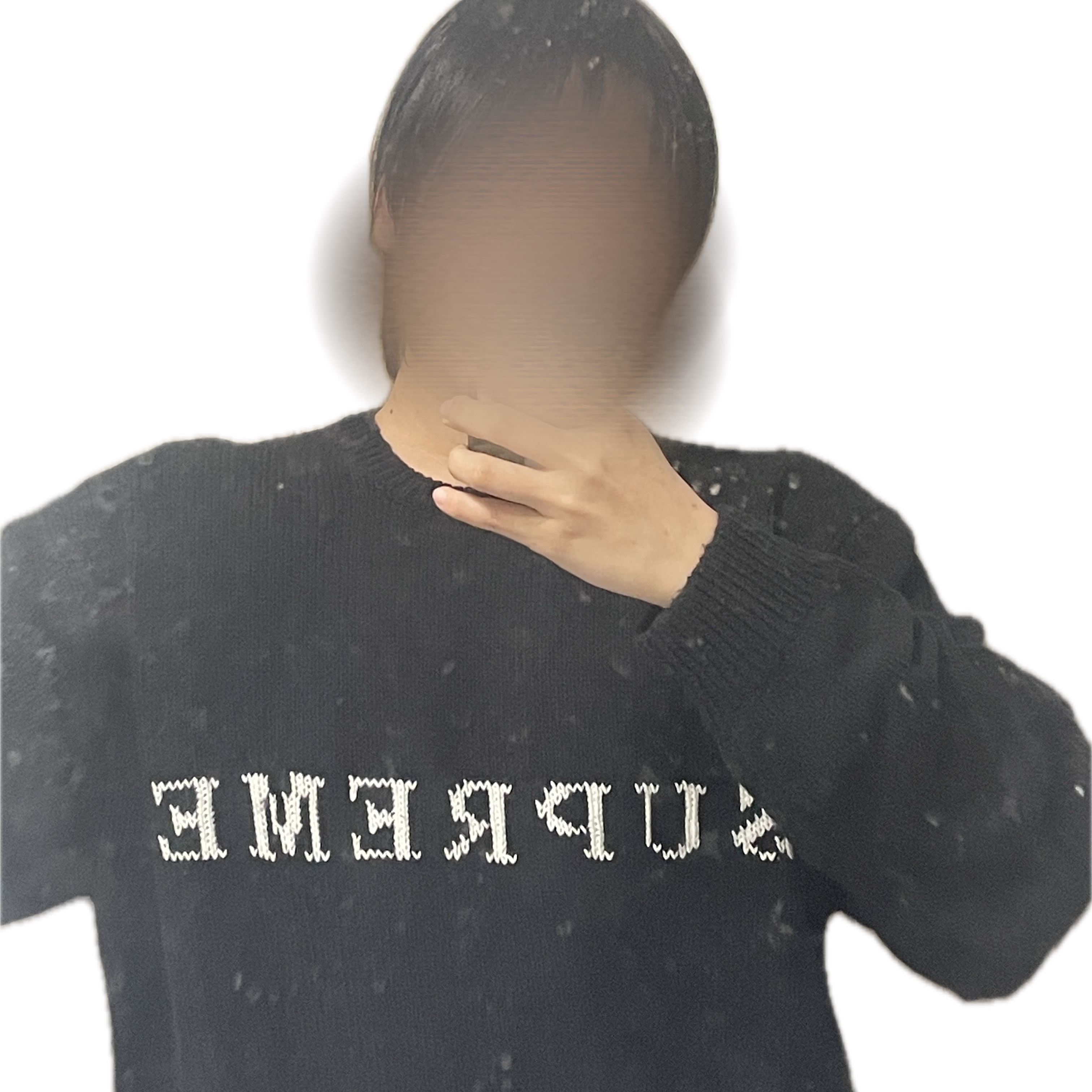 Supreme Contrast Logo Sweater Black - 25SS 착용 스타일