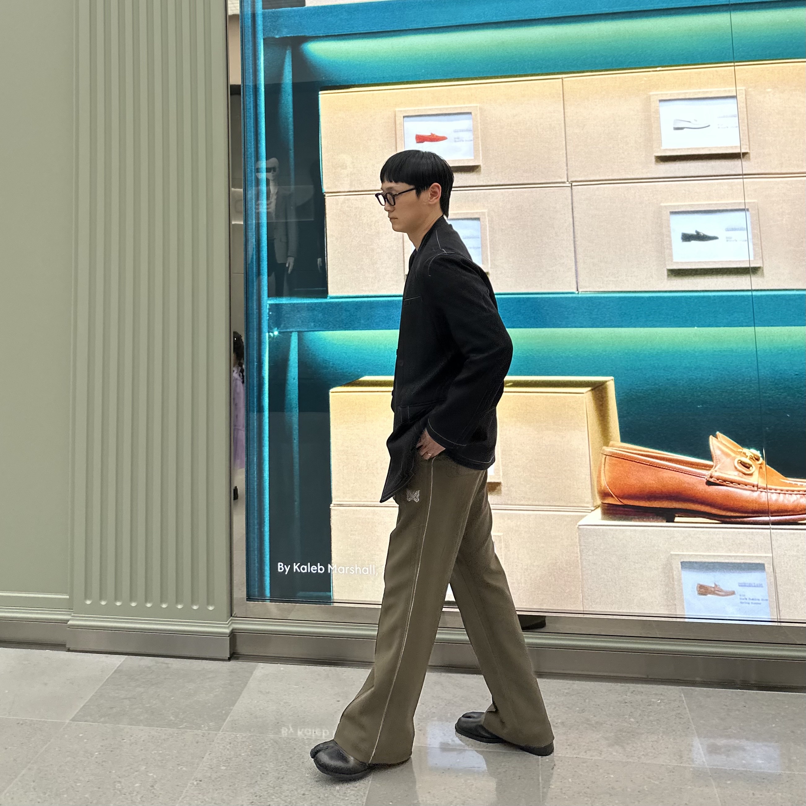 니들스 파이핑 카우보이 팬츠 폴리 JQ 블랙 퍼플 착용 스타일 - 2