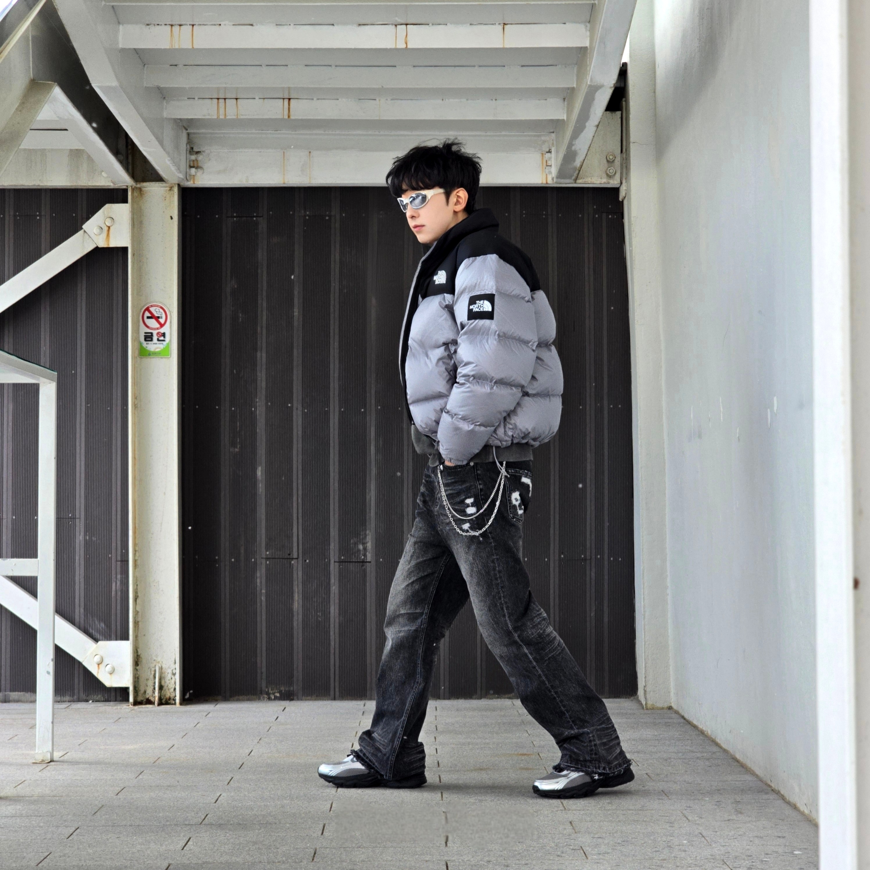 The North Face White Label Novelty Nuptse Down Jacket Heather Gray, [6% 적립] FILA Pantera 99/25 Silver 착용 스타일 - 9