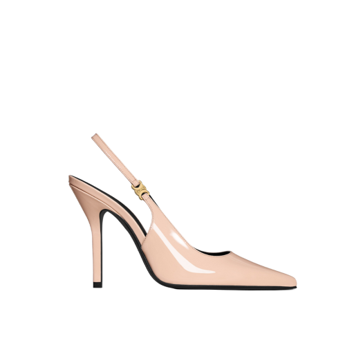 (W) Celine Judy Triomphe Stiletto Pump in Patent Calfskin Blush