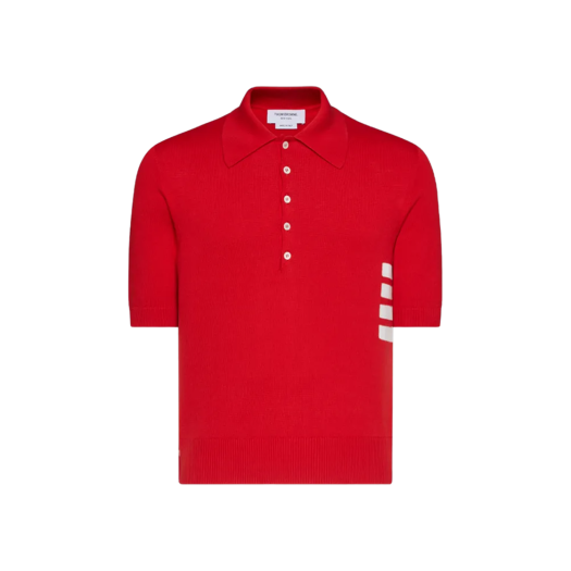 Thom Browne Cotton 4-Bar Relaxed Fit Polo Red