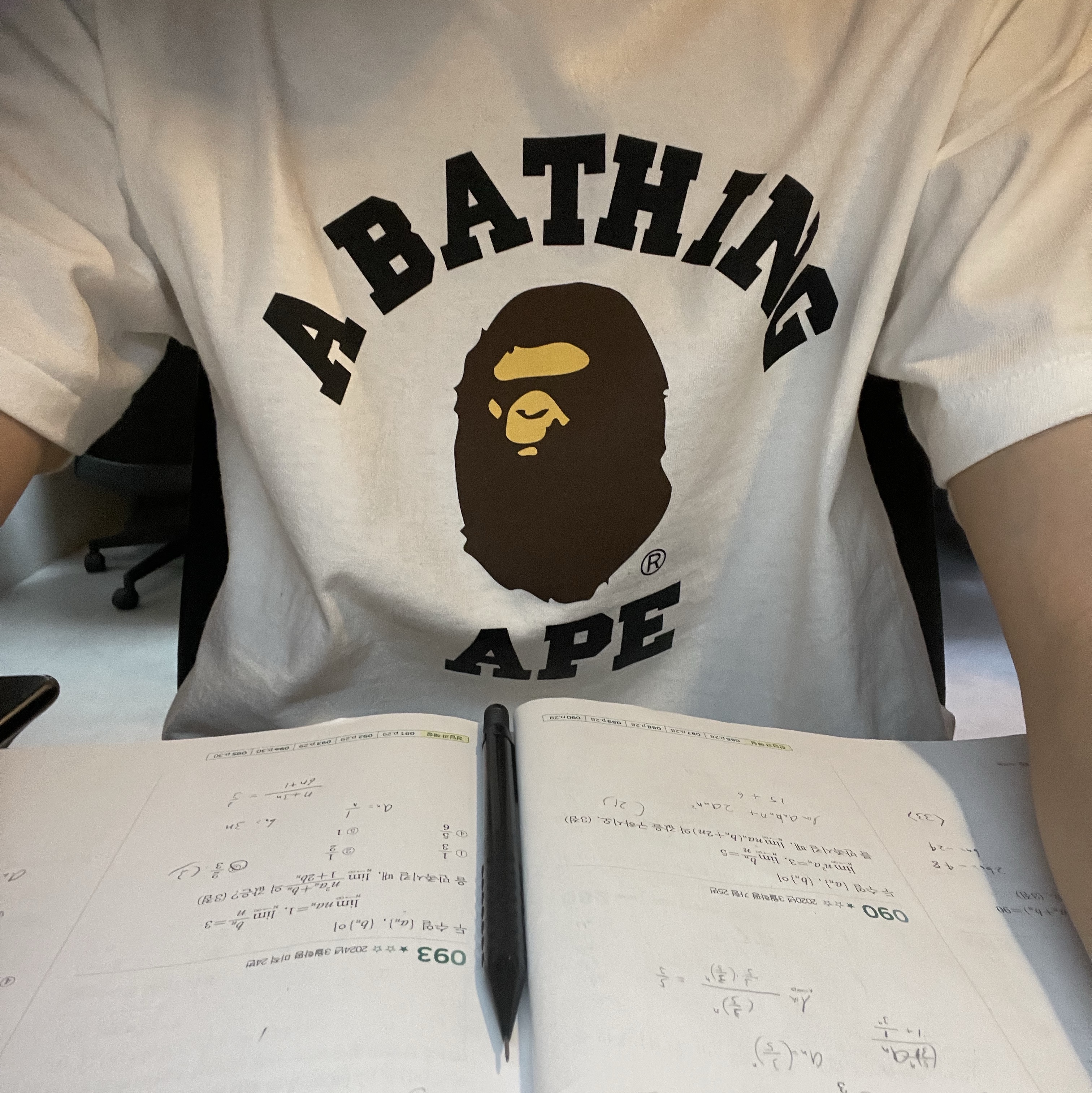 BAPE College T-Shirt White 착용 스타일