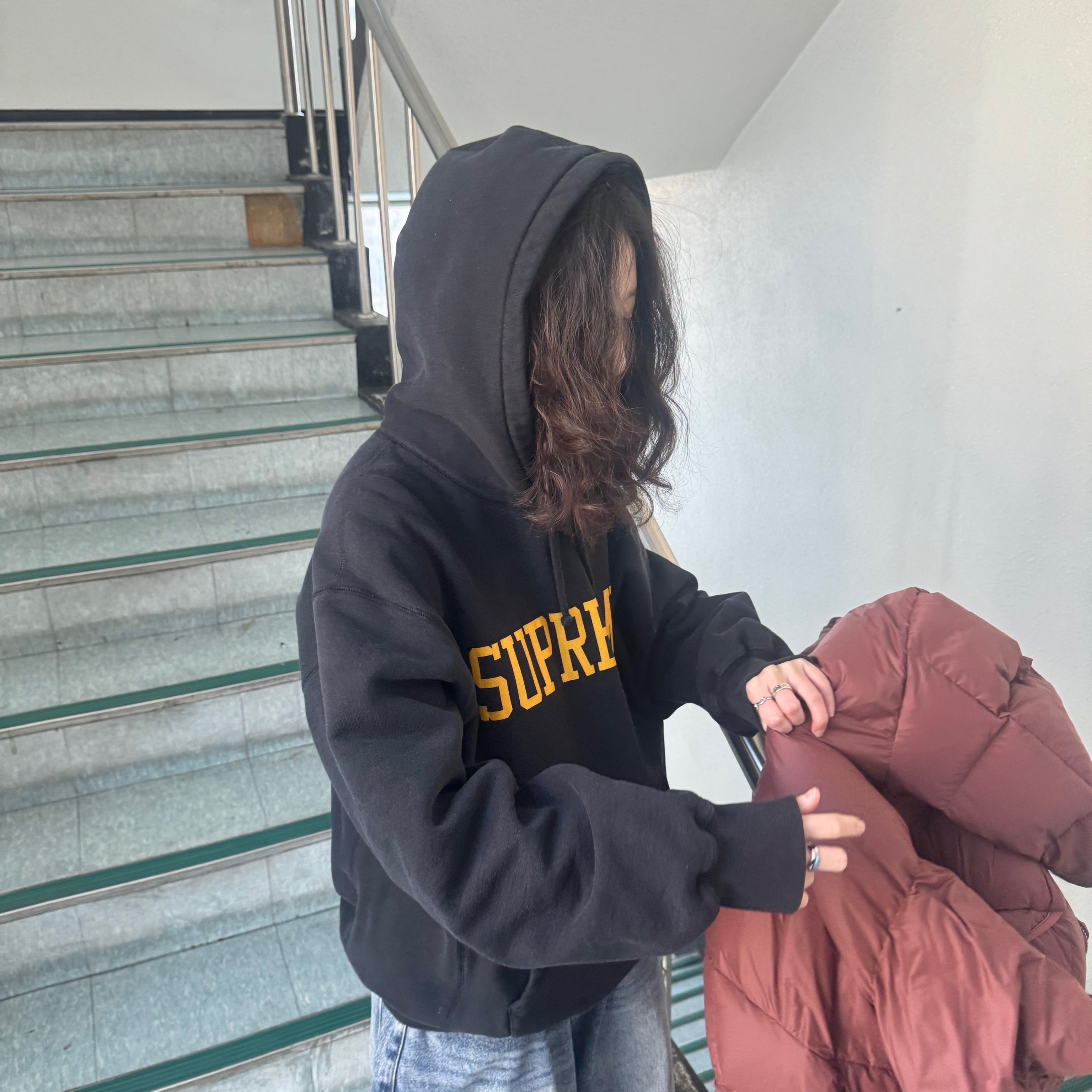 Sansan Gear Long Sleeves Hoodie Navy - 23FW, (W) Nike P-6000 Laser Blue 착용 스타일 - 3
