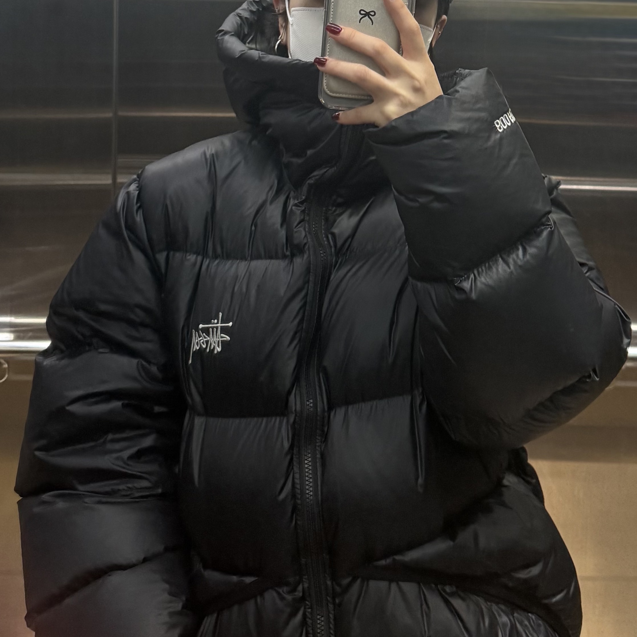 Stussy Down Parka Micro Ripstop Phantom Black 착용 스타일