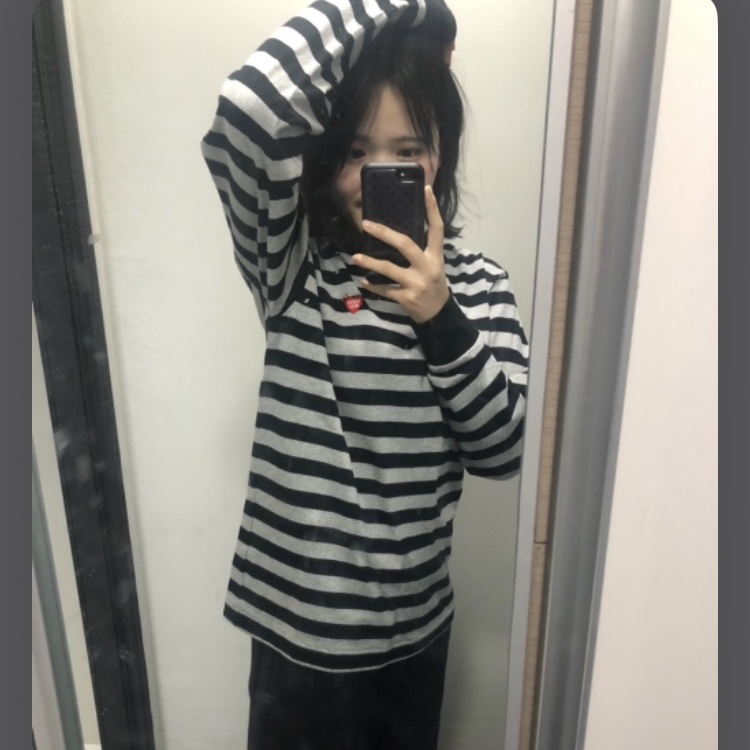 Human Made Striped L/S T-Shirt Gray 착용 스타일
