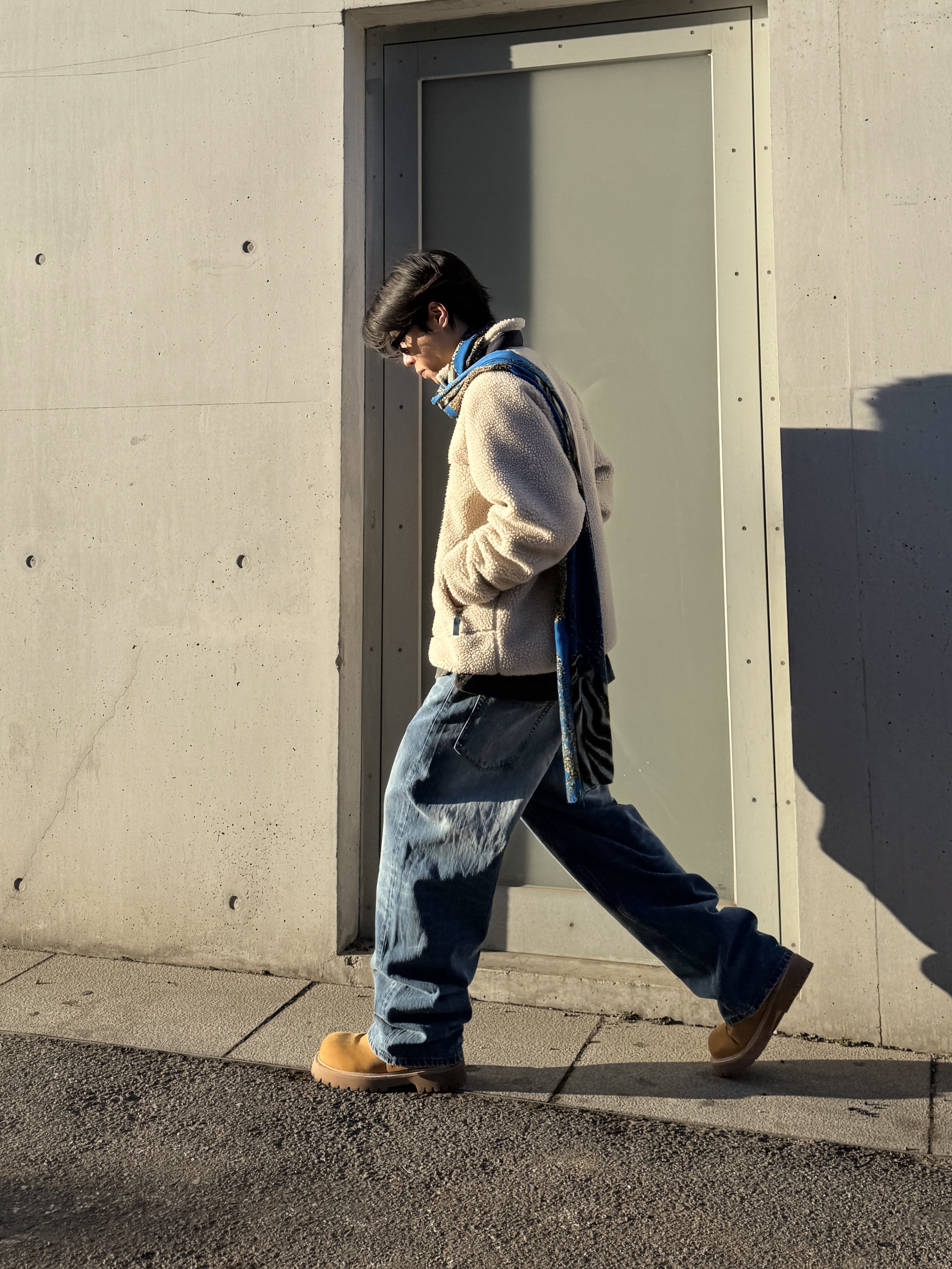 Patagonia Classic Retro-X Jacket Natural, Kinchi x My Name Is Peter Boots - 888 (a) Yellow 착용 스타일 - 3