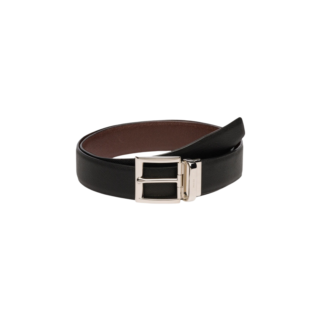 프라다 사피아노 레더 리버시블 벨트 블랙 번트 시에나(Prada Saffiano Leather Reversible Belt Black Burnt Sienna)