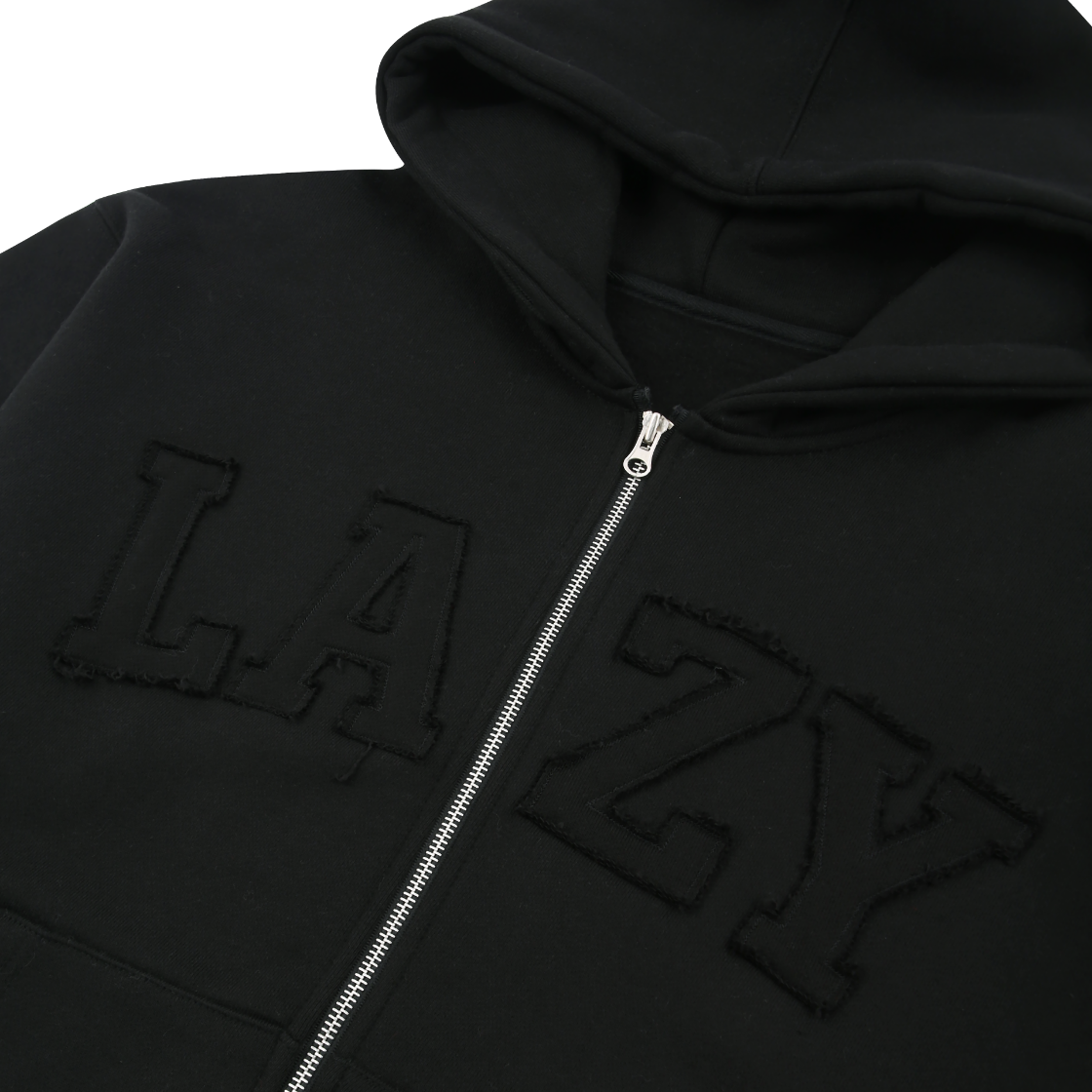 레이지지 레이지 그런지 패치 오버 핏 후드 집업 블랙(Lazyz Lazy Grunge Patch Over Fit Hood Zip-Up Black) - 2
