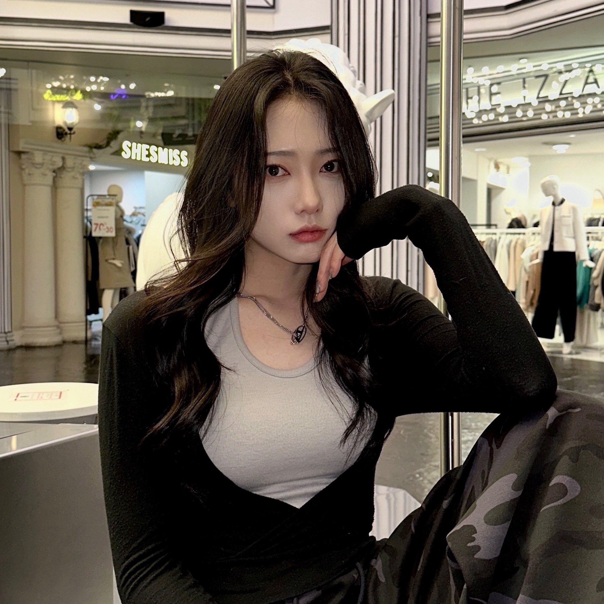 Diesel Dx1534 Stainless Steel Chain Necklace Silver 착용 스타일