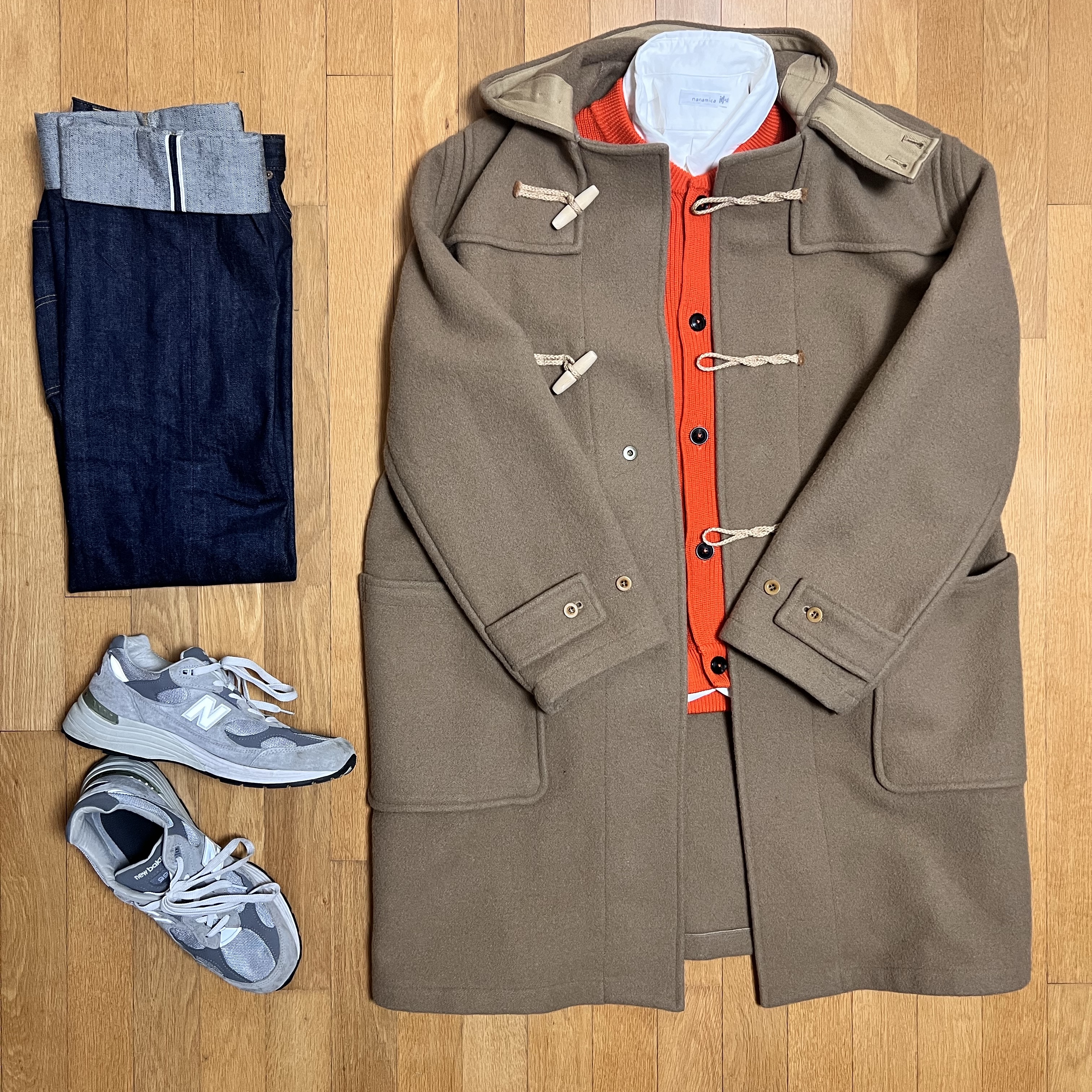 Andersen Andersen Skipper Cardigan Jacket Orange, Nanamica Button Down Wind Shirt White 착용 스타일
