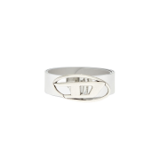 (W) Diesel Metallic Belt with Burnished Logo Buckle Silver
