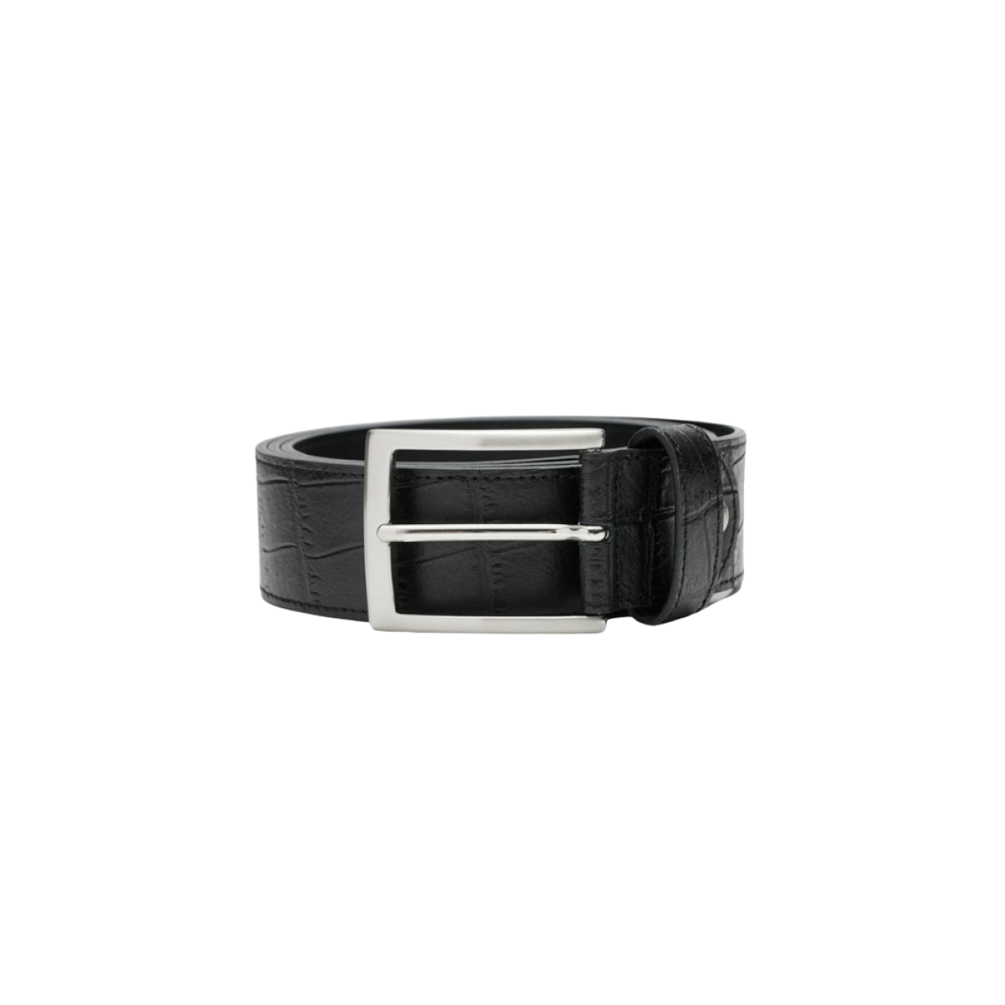 - Deinet Alligator Leather Belt in Black