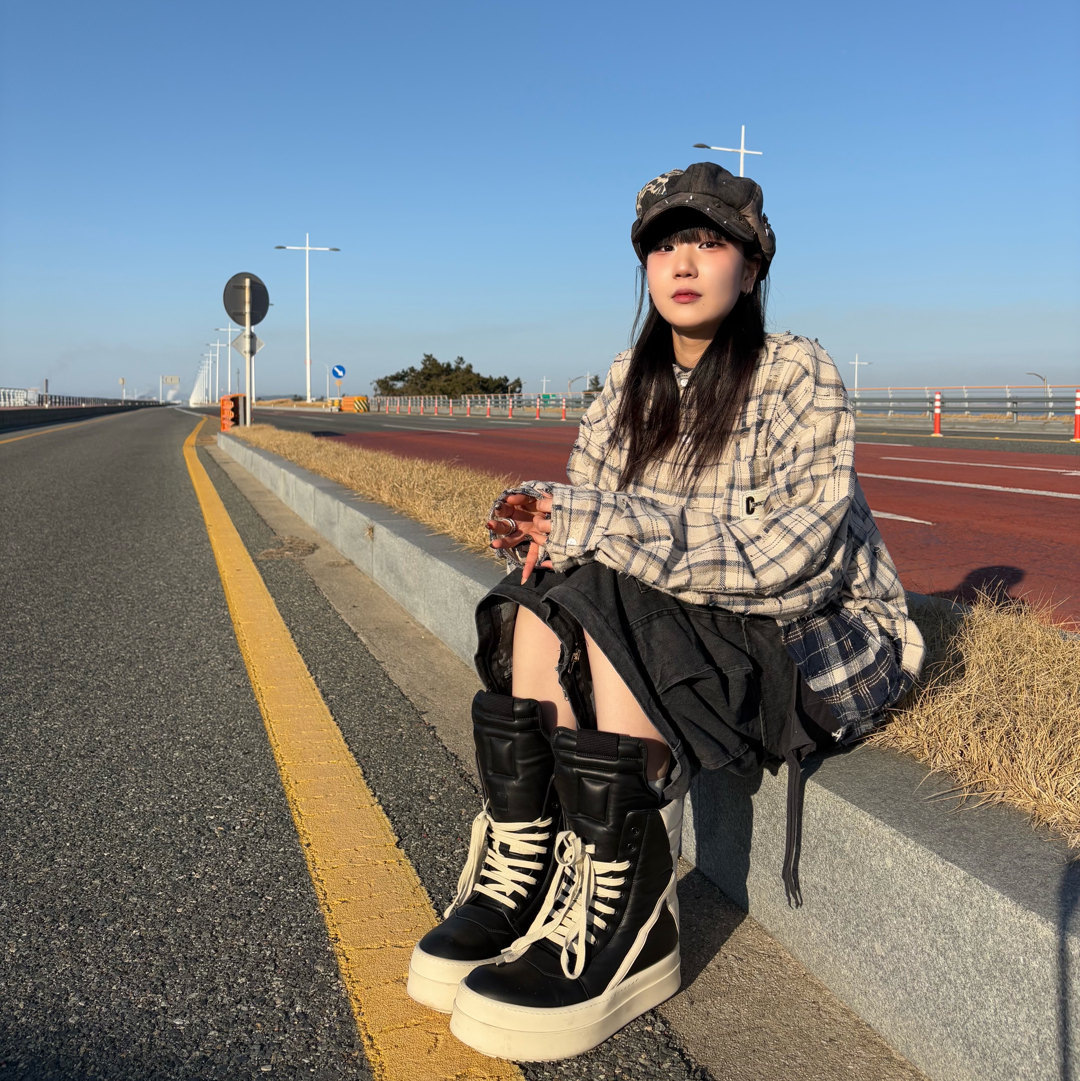 Rick Owens Mega Bumper Geobasket Black Milk 착용 스타일 - 4