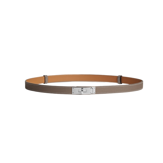 (W) Hermes Kelly 18 Belt Epsom & Palladium Etoupe
