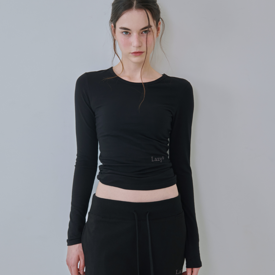 레이지지 슬림 레이지 롱 슬리브 티셔츠 블랙(Lazyz Slim Lazy Long Sleeve T-Shirt Black) - 3