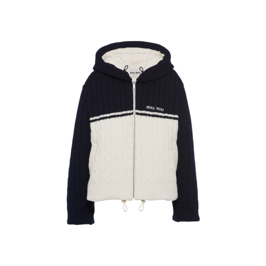 (W) Miu Miu Cashmere Wool Down Jacket Blue White
