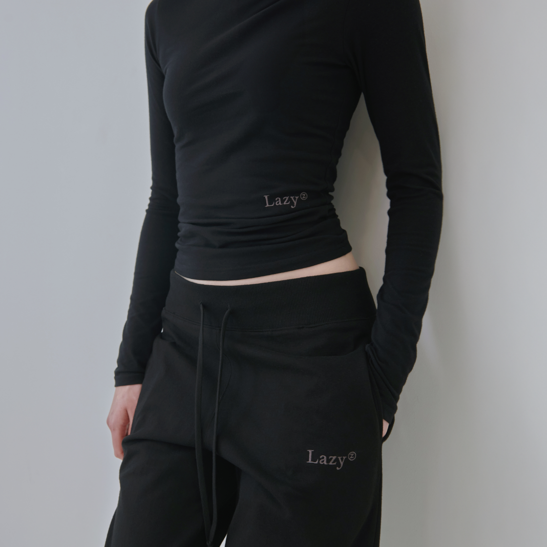 레이지지 슬림 레이지 롱 슬리브 티셔츠 블랙(Lazyz Slim Lazy Long Sleeve T-Shirt Black) - 5