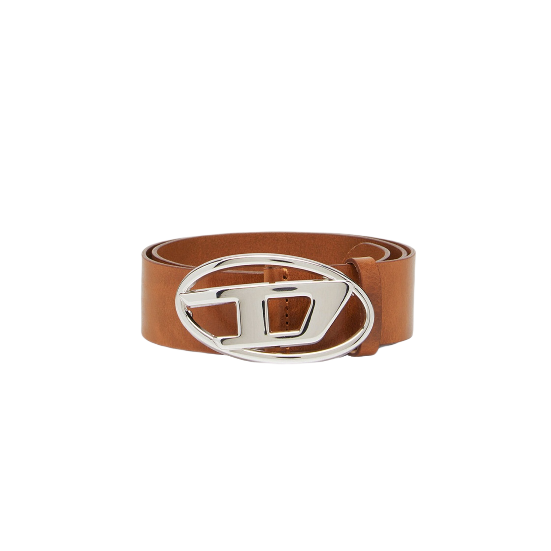 (W) 디젤 B-1DR 레더 벨트 D 버클 라이트 브라운((W) Diesel B-1DR Leather Belt with D Buckle Light Brown) - 1