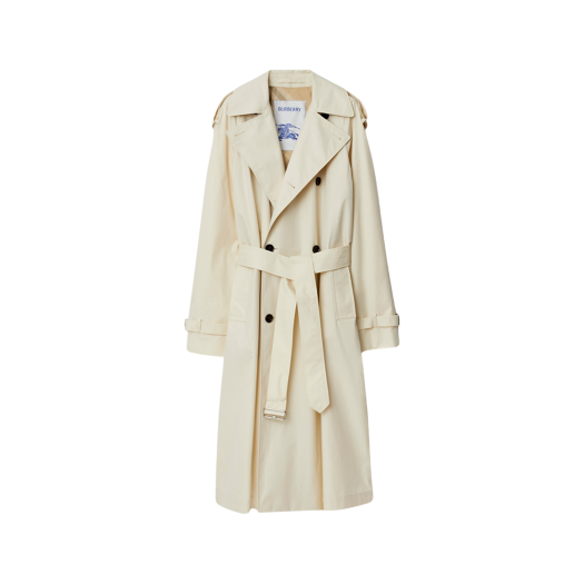 (W) Burberry Long Gabardine Trench Coat Calico