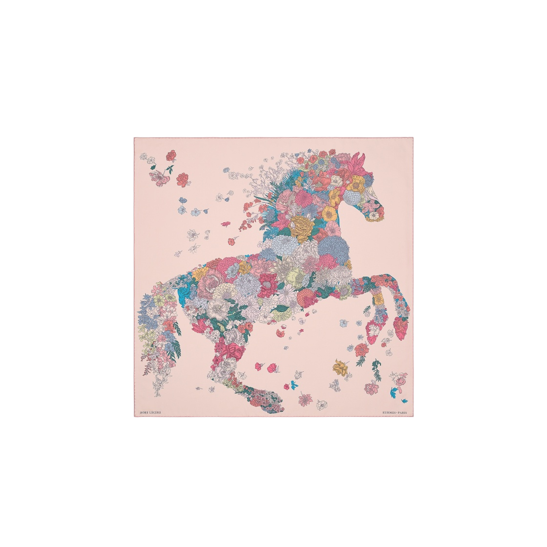 H003904S05 (W) Hermes Robe Legere Scarf 90 Rose Hortensia Bleu Vert - 대표 이미지 #1