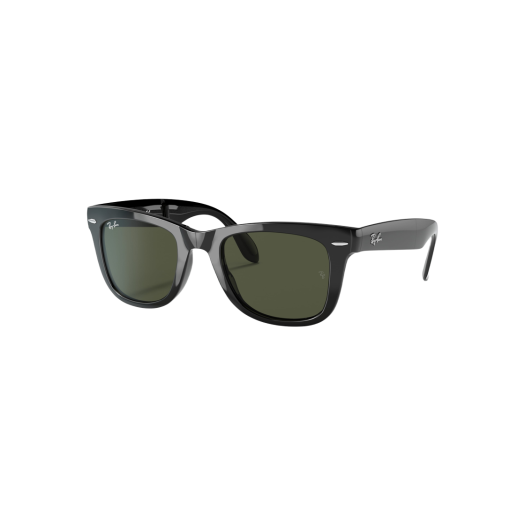 Ray-Ban Wayfarer Folding Classic Polished Black Frame Green Classic G-15 Lenses High Bridge Fit