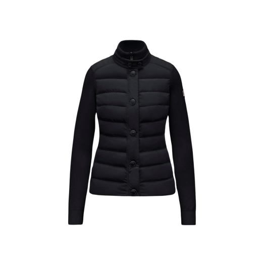 (W) Moncler Padded Wool Cardigan Black - 22FW