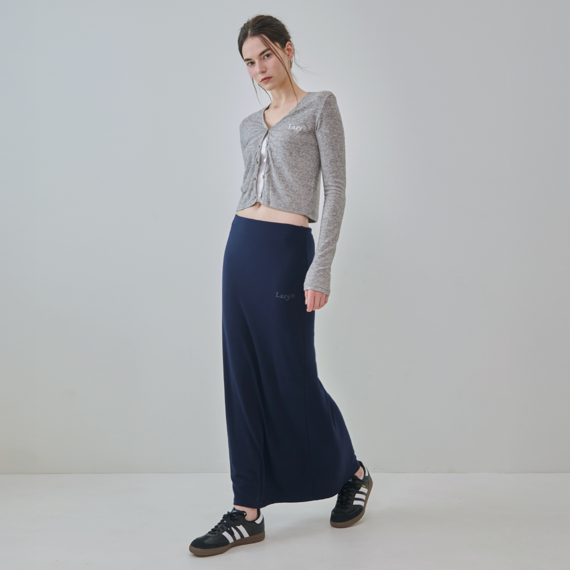 레이지지 레이지 소프트 터치 롱 스커트 네이비(Lazyz Lazy Soft Touch Long Skirt Navy) - 4
