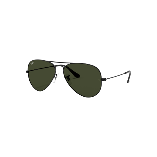 Ray-Ban Aviator Classic Polished Black Frame Green Classic G-15 Lenses