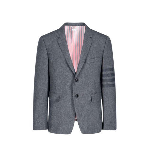 Thom Browne Wool Cashmere Flannel Classic Tonal 4-Bar Sport Coat Medium Grey