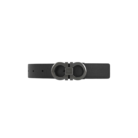 Ferragamo Reversible Adjustable Gancini Belt Black Dark Rain
