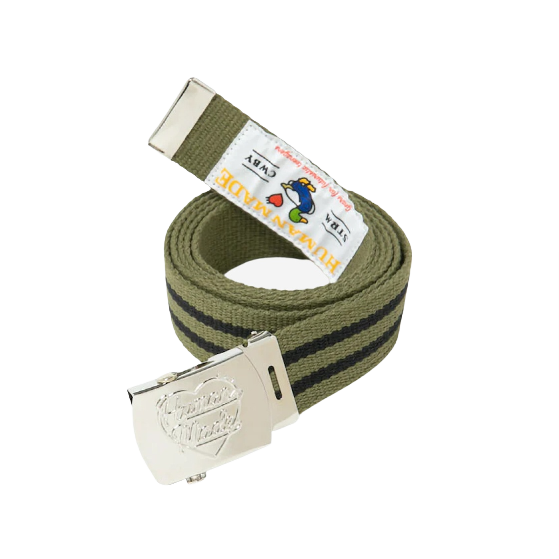 휴먼 메이드 스트라이프 웹 벨트 올리브 드랩(Human Made Striped Web Belt Olive Drab) - 1