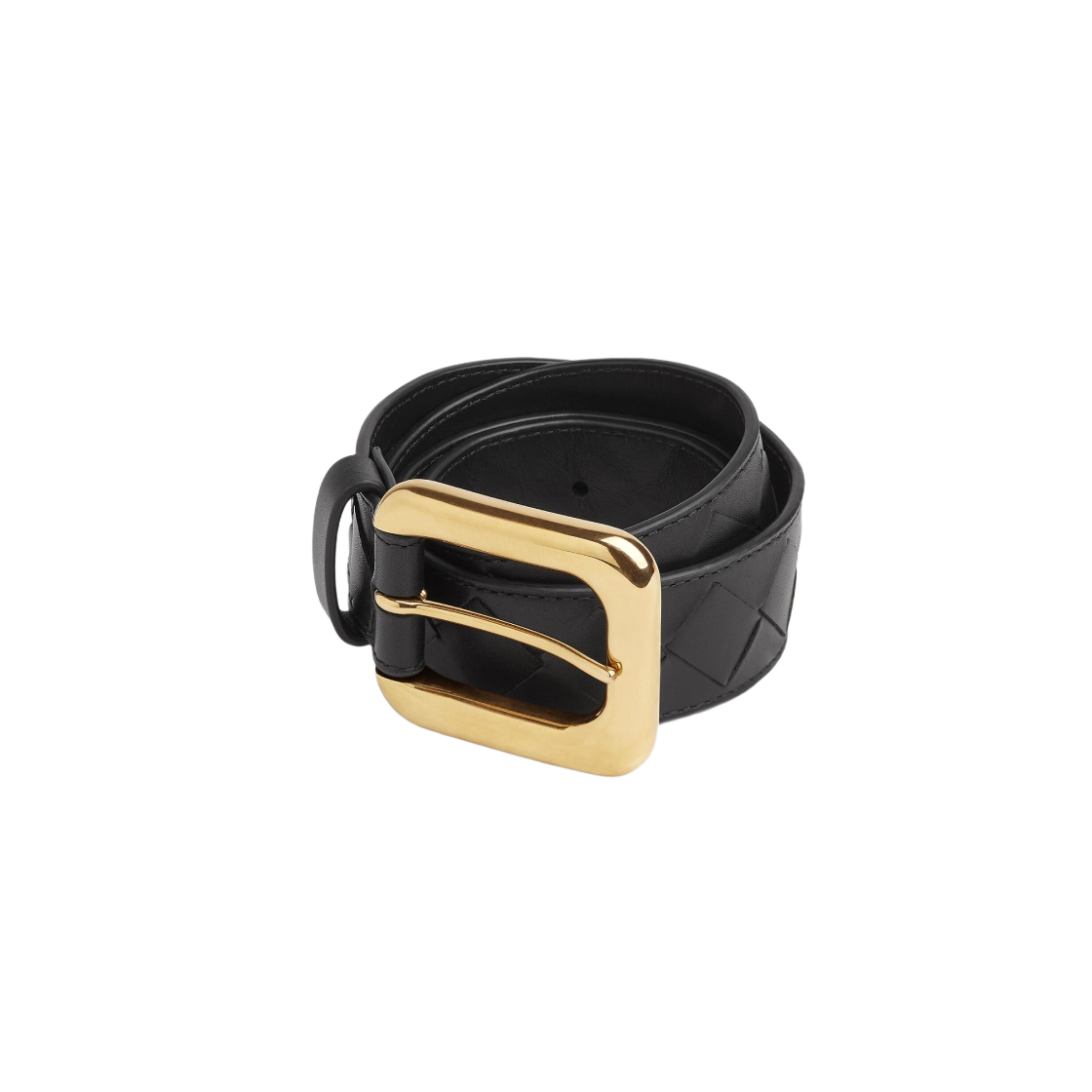 734910V2Q811019 (W) Bottega Veneta Intrecciato Belt Black