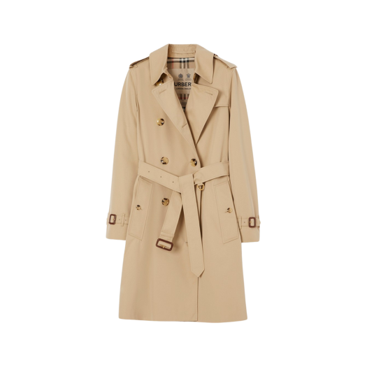 (W) Burberry Kensington Heritage Trench Coat Honey