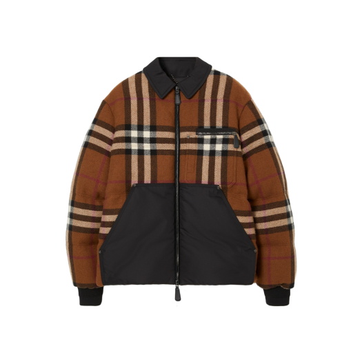 Burberry Exaggerated Check Wool Down-Filled Jacket Dark Birch Brown