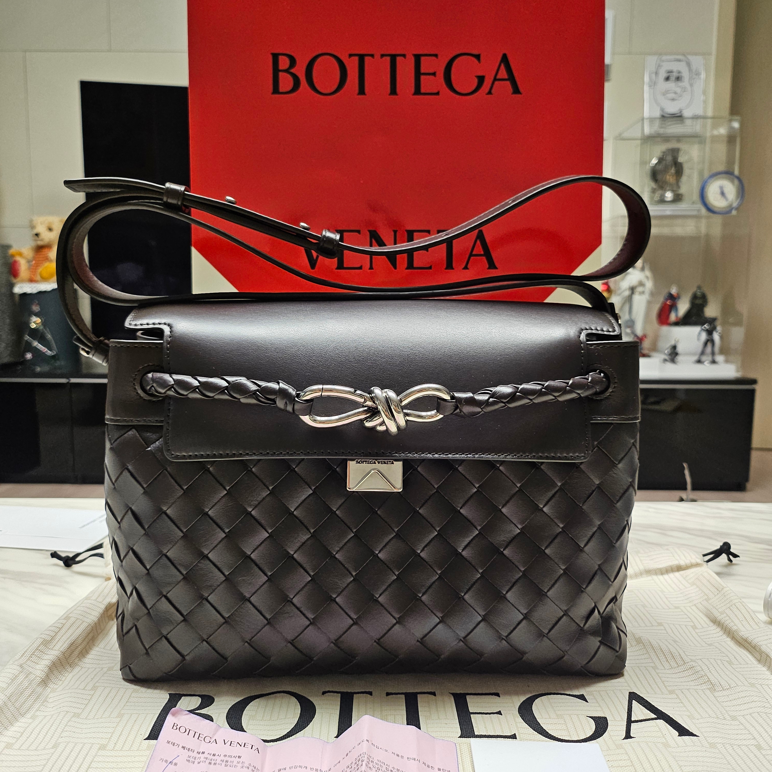 Bottega Veneta Small Andiamo Messenger Fondant 착용 스타일 - 1