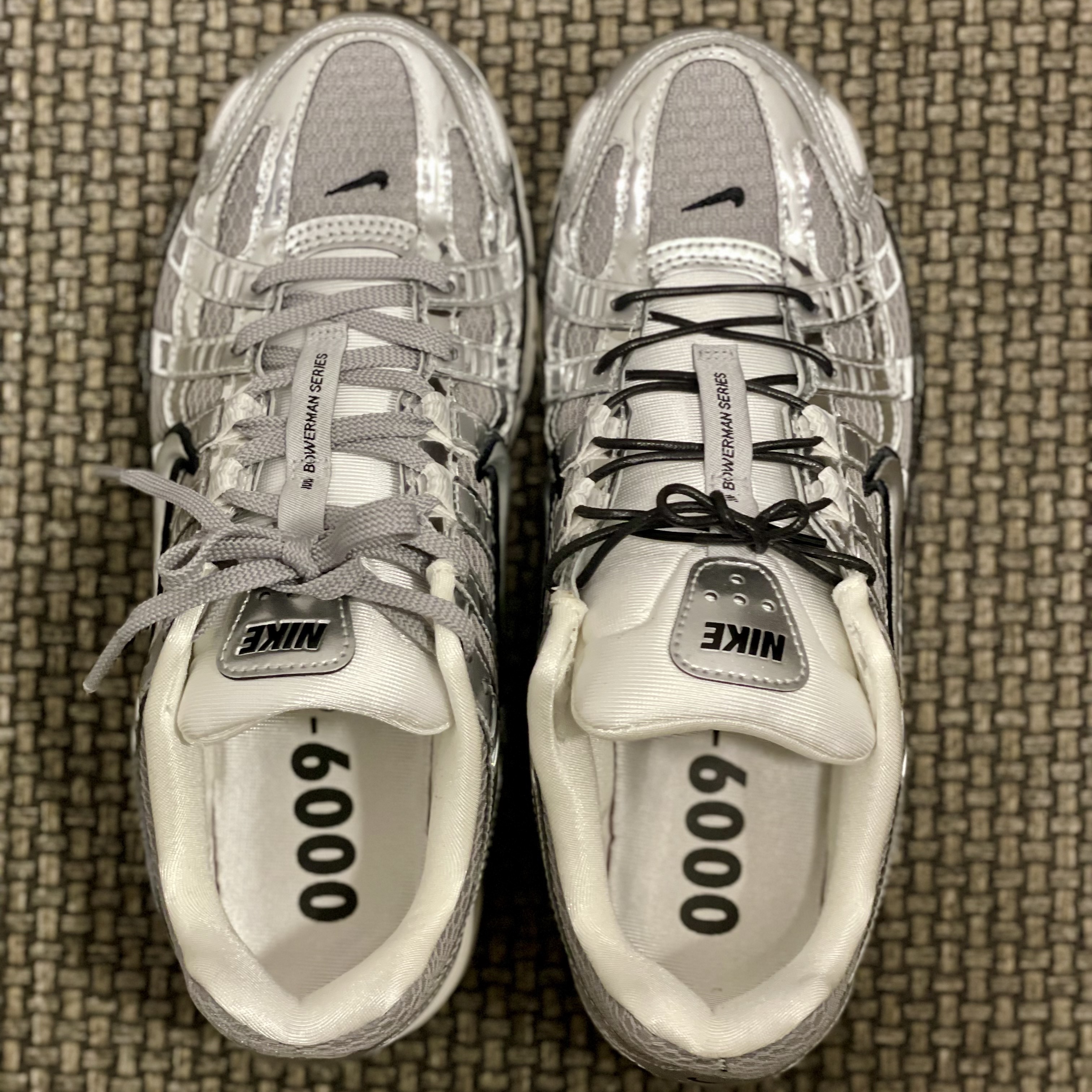 Nike P-6000 Metallic Silver 착용 스타일