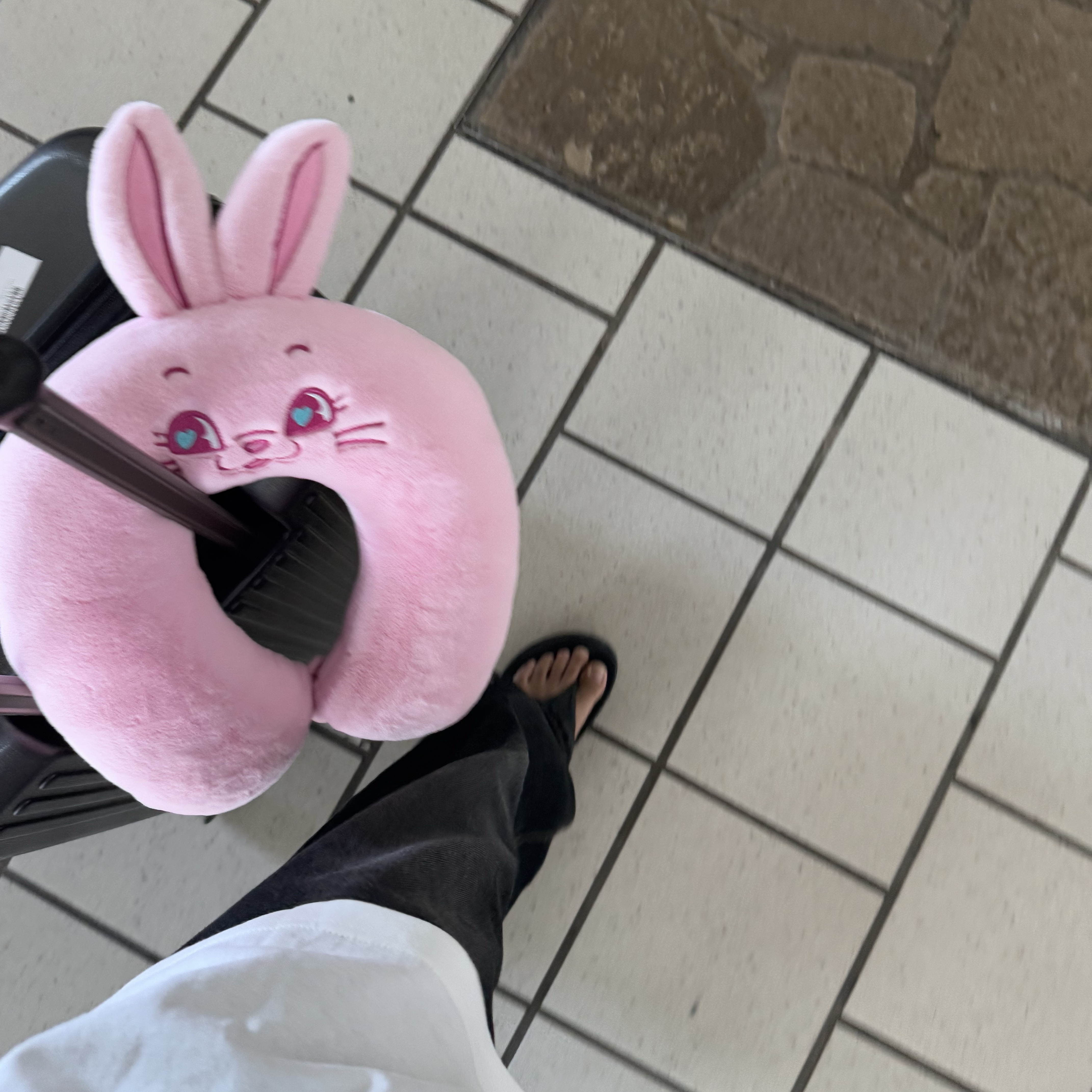 NewJeans Tokki Plush Neck Pillow Pink 착용 스타일 - 1