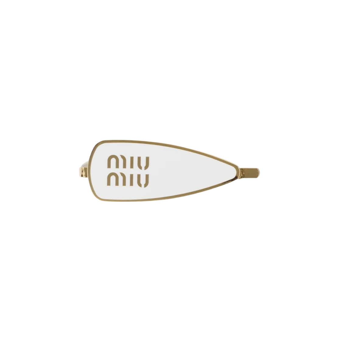 (W) 미우 미우 에나멜 메탈 헤어 클립 화이트((W) Miu Miu Enamelled Metal Hair Clip White)