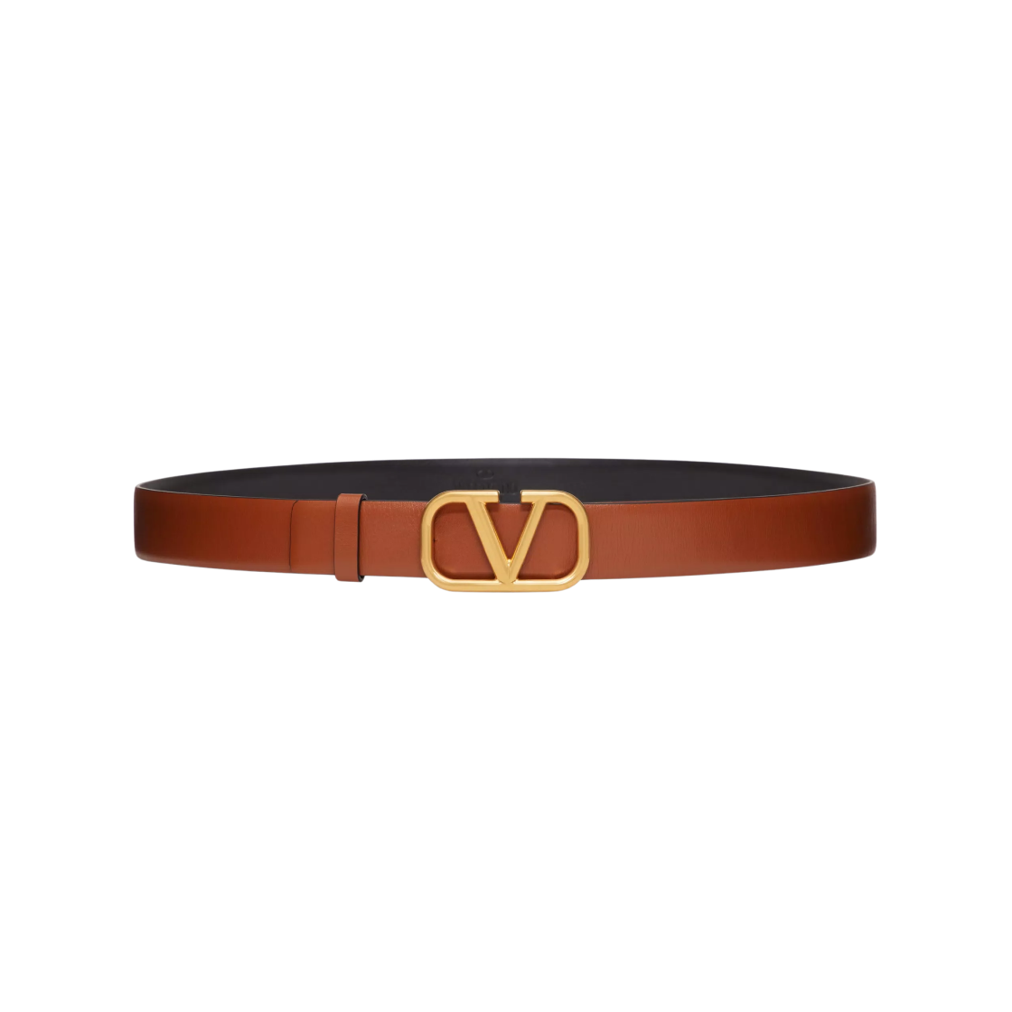 T0Q90ECUHG5 Valentino Vlogo Signature Calfskin Belt Saddle Brown - 대표 이미지 #1