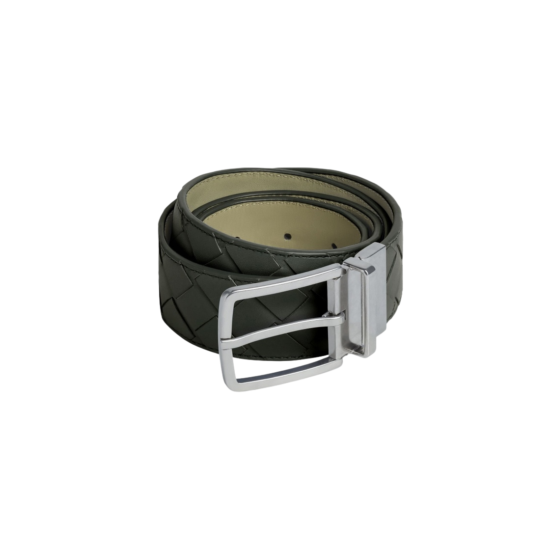 보테가 베네타 인트레치아토 리버시블 벨트 다크 그린 트래버틴(Bottega Veneta Intrecciato Reversible Belt Dark Green Travertine) - 1