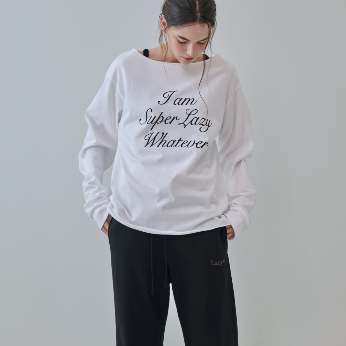 레이지지 코지 레이지 와이드 스웻팬츠 블랙(Lazyz Cozy Lazy Wide Sweatpants Black) - 5